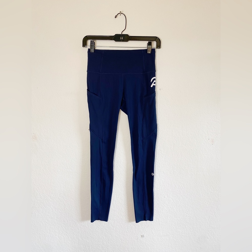 Lululemon Athletica X Peloton Fast & Free Navy Blue Leggings Size 4